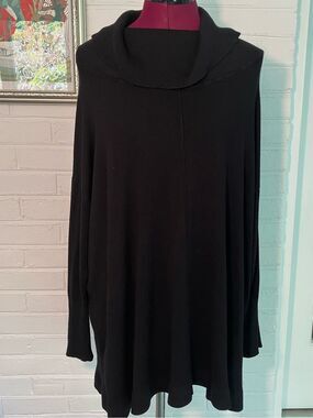 Anne Klein Black Cowl Neck Sweater - Button Sleeve Detail - Size 1X